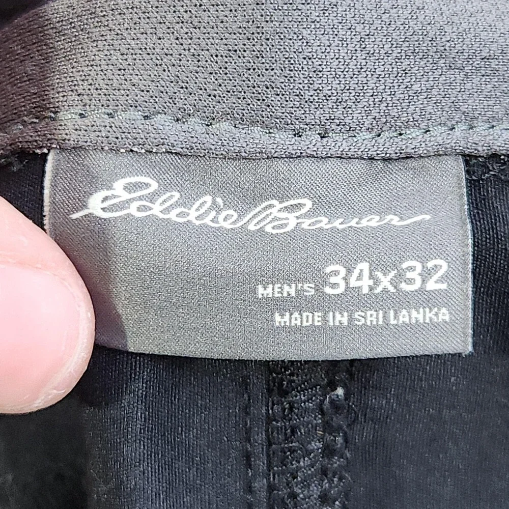 Eddie Bauer Tech Pants Mens 34x32 Black Nylon Stretch Hiking Outdoor Lightweight